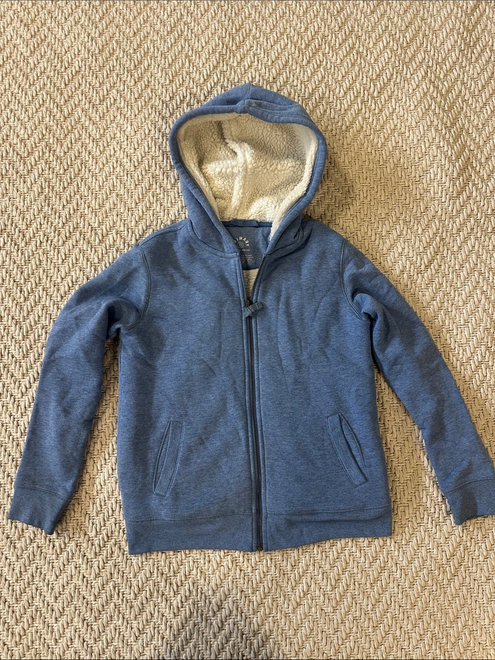 Primary Blue Sherpa-Lined Zip Hoodie